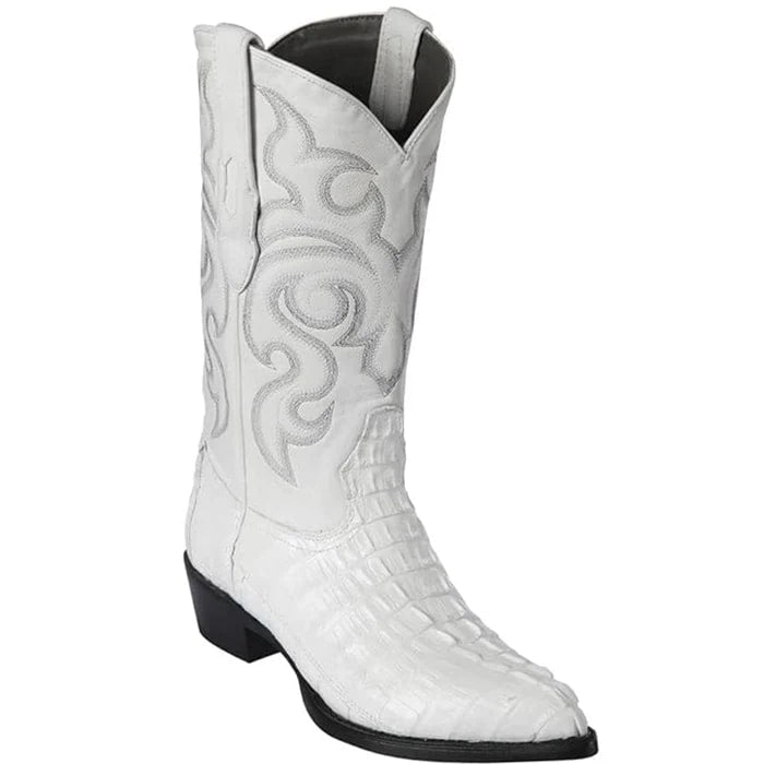 Los Altos Boots - Mens Dress Cowboy Boot - Low Priced White Crocodile Boots- in White