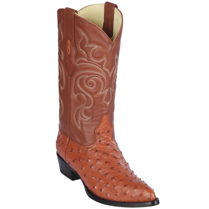 Cognac Ostrich J Toe Cowboy Boots by Los Altos