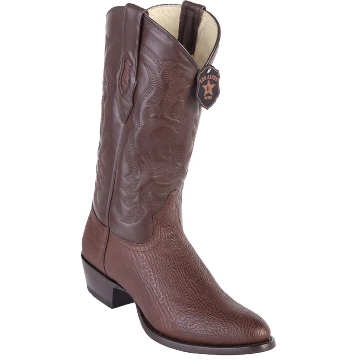 Brown Sharkskin R-Toe Cowboy Boots