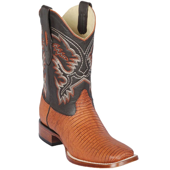 Lizard Skin Square Toe Cowboy Boots - Honey