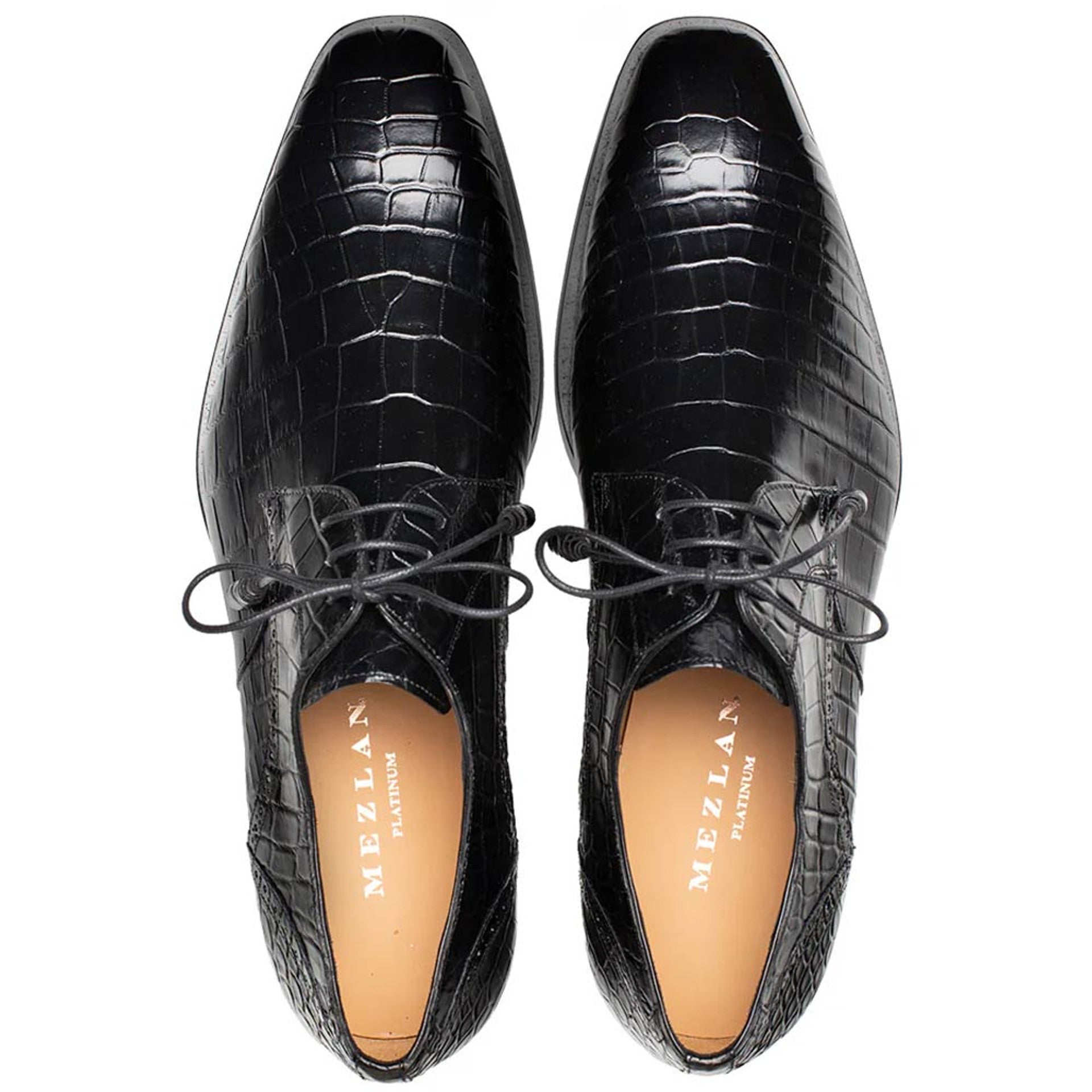Men's Black Alligator Derby Lace-Ups by Mezlan