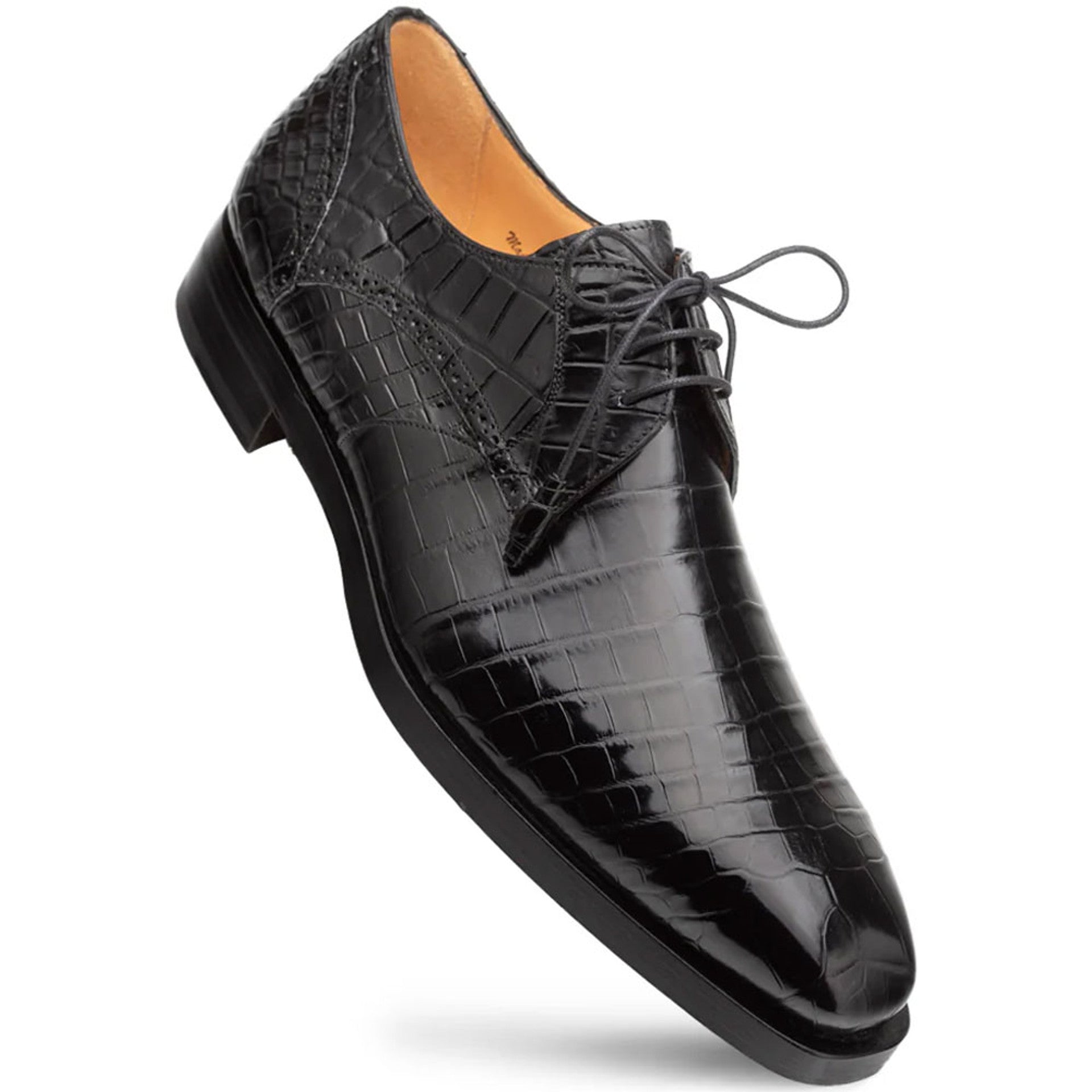 Men's Black Alligator Derby Lace-Ups by Mezlan