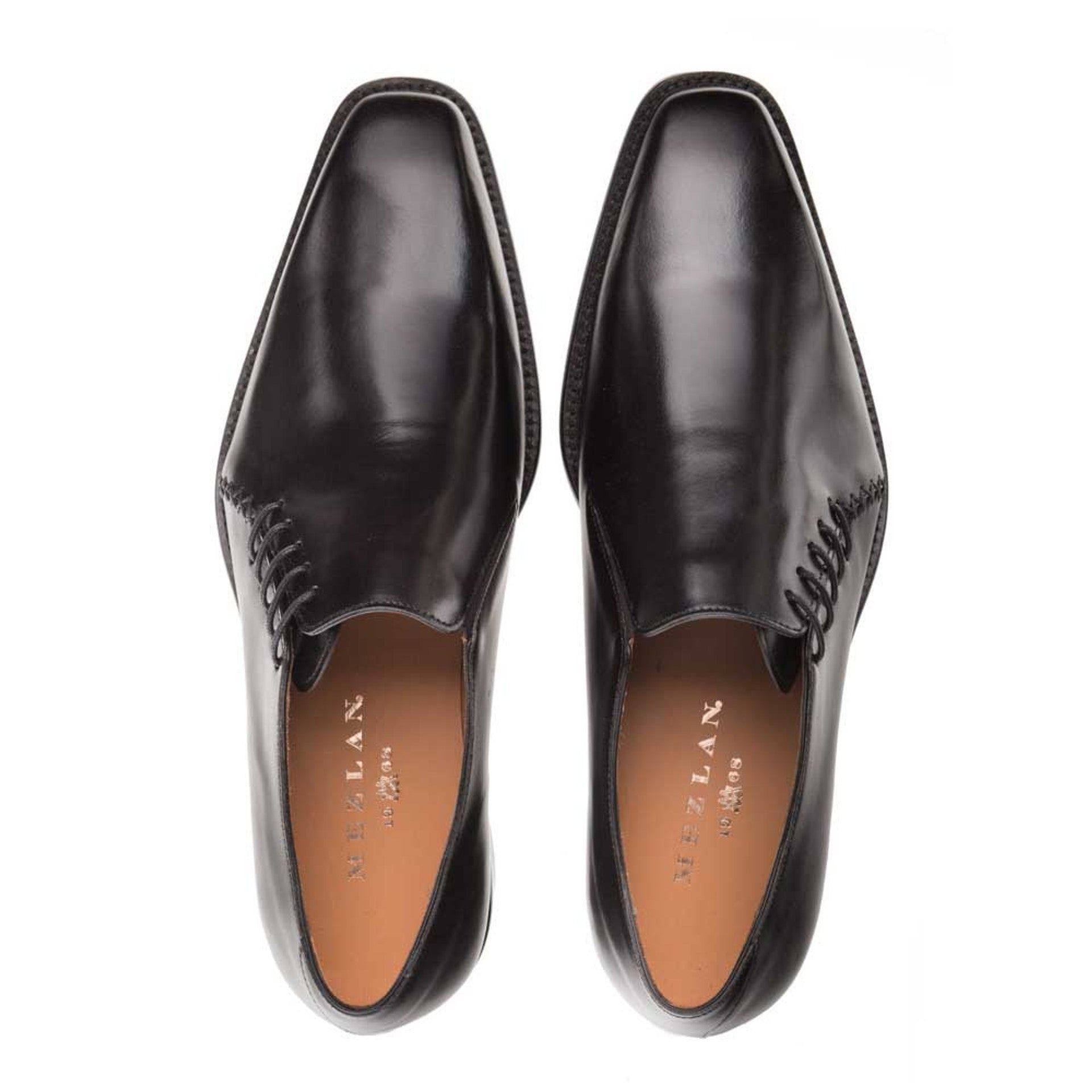 Mezlan Nicos Black Calfskin Cross Lace-Up Shoes