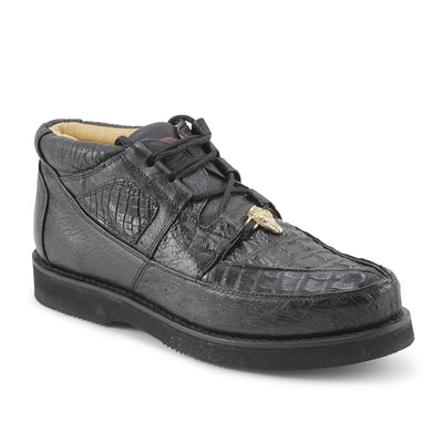 Men's Caiman & Ostrich Black Boots by Los Altos