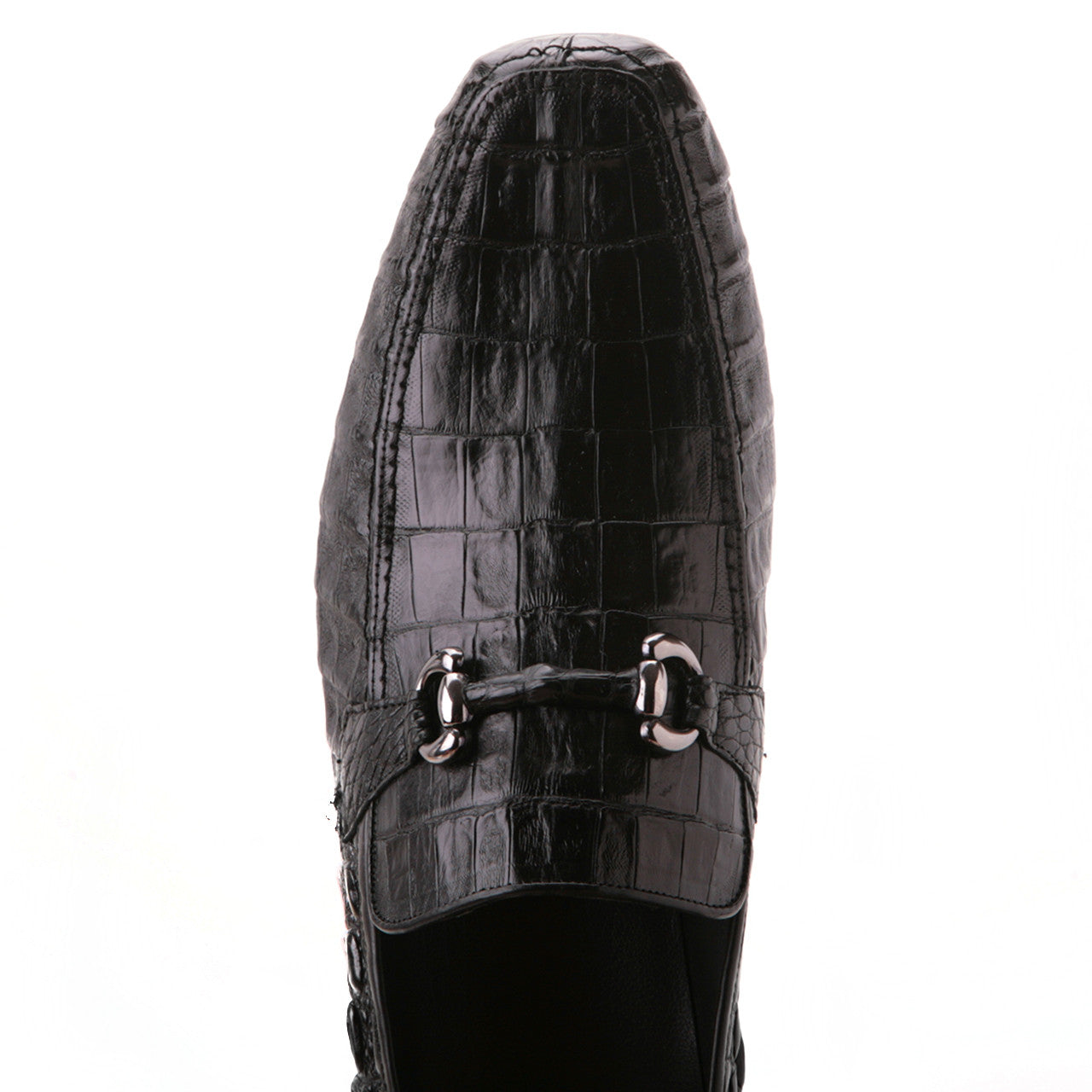 Black Caiman Crocodile Slip-On Loafers