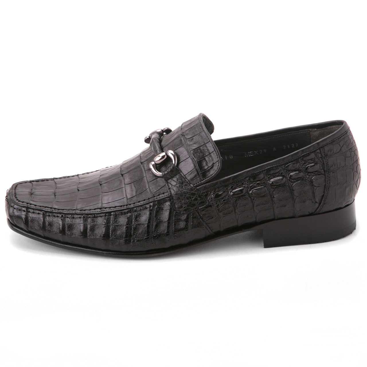 Black Caiman Crocodile Slip-On Loafers
