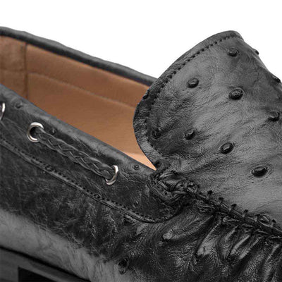 Mezlan Ostrich Black Moccasin Loafers for Men