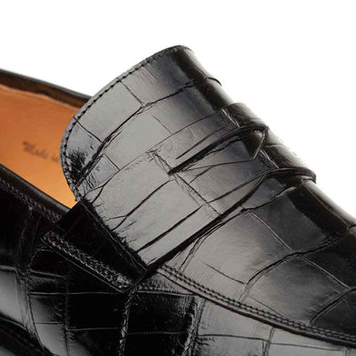 Mezlan Piccolo Black Alligator Penny Loafer