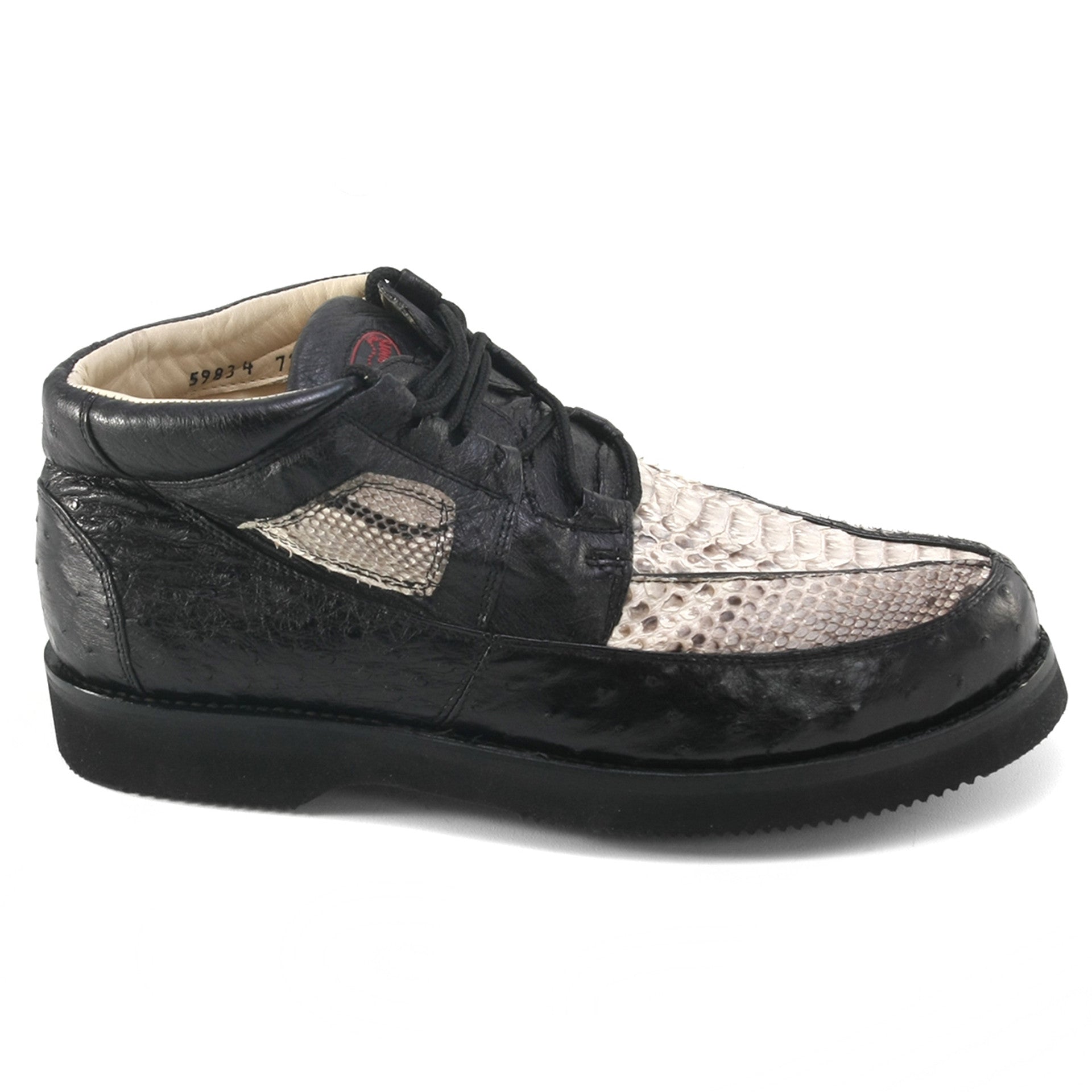 Natural & Black Python Ostrich Skin Sneakers