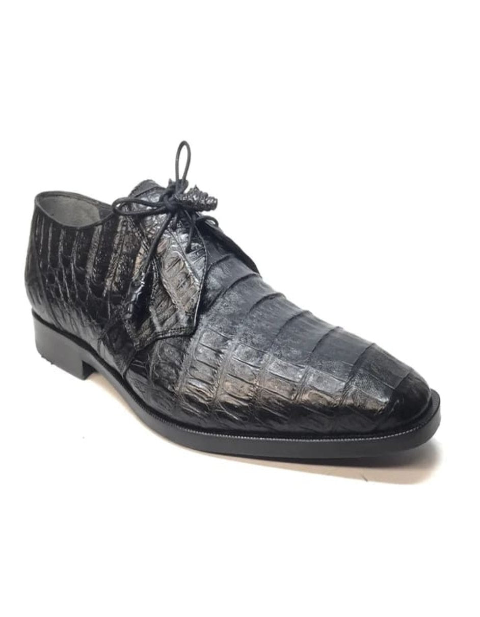 Los Altos Black Crocodile Lace Up Dress Shoes
