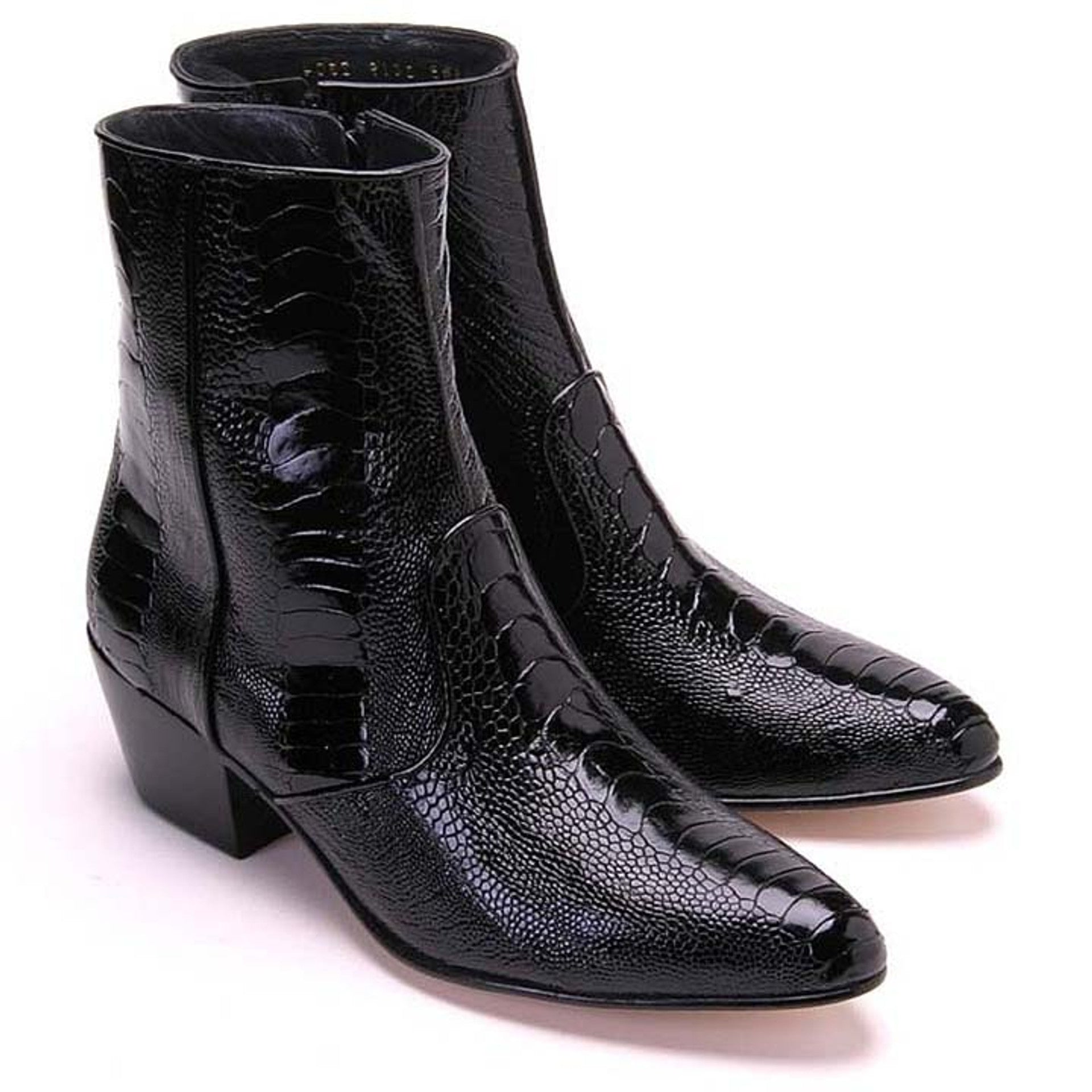 Los Altos Genuine Ostrich Leg Leather Ankle Boots