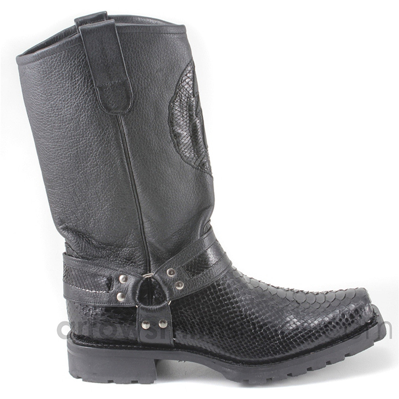 Black Genuine Python Biker Boot by Los Altos