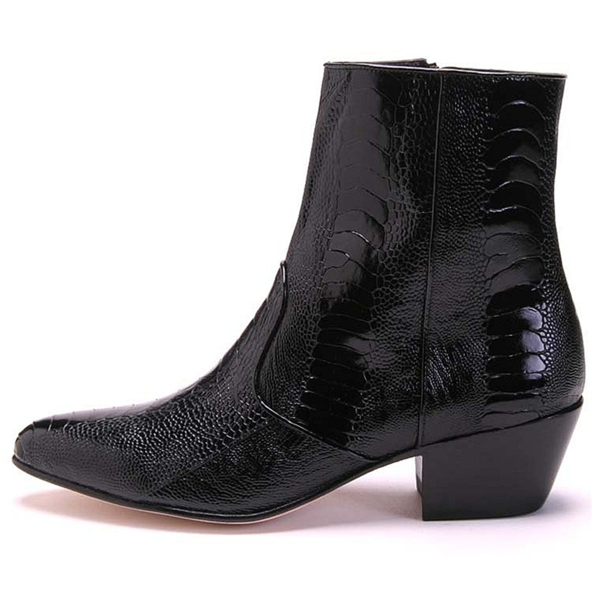 Los Altos Genuine Ostrich Leg Leather Ankle Boots