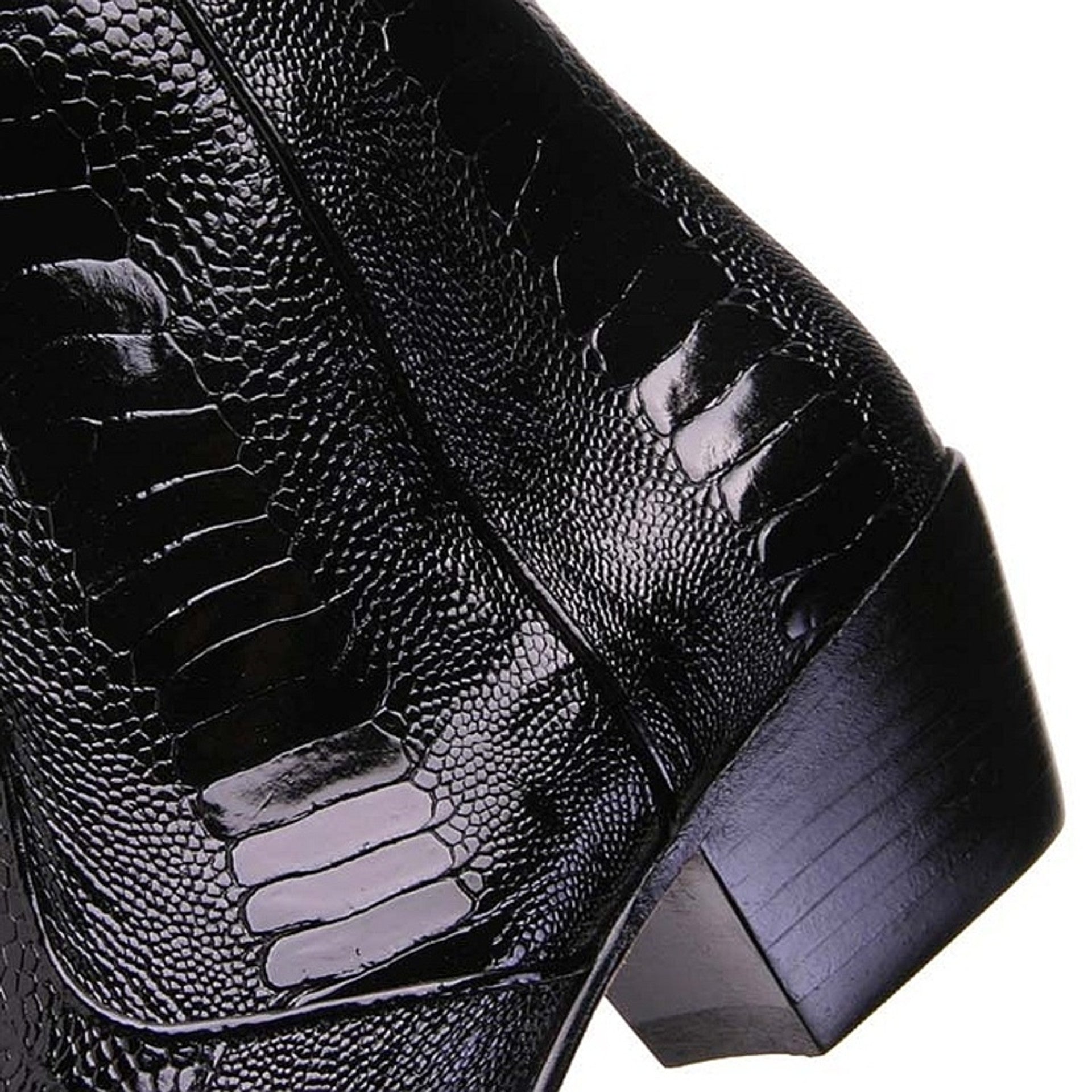 Los Altos Genuine Ostrich Leg Leather Ankle Boots