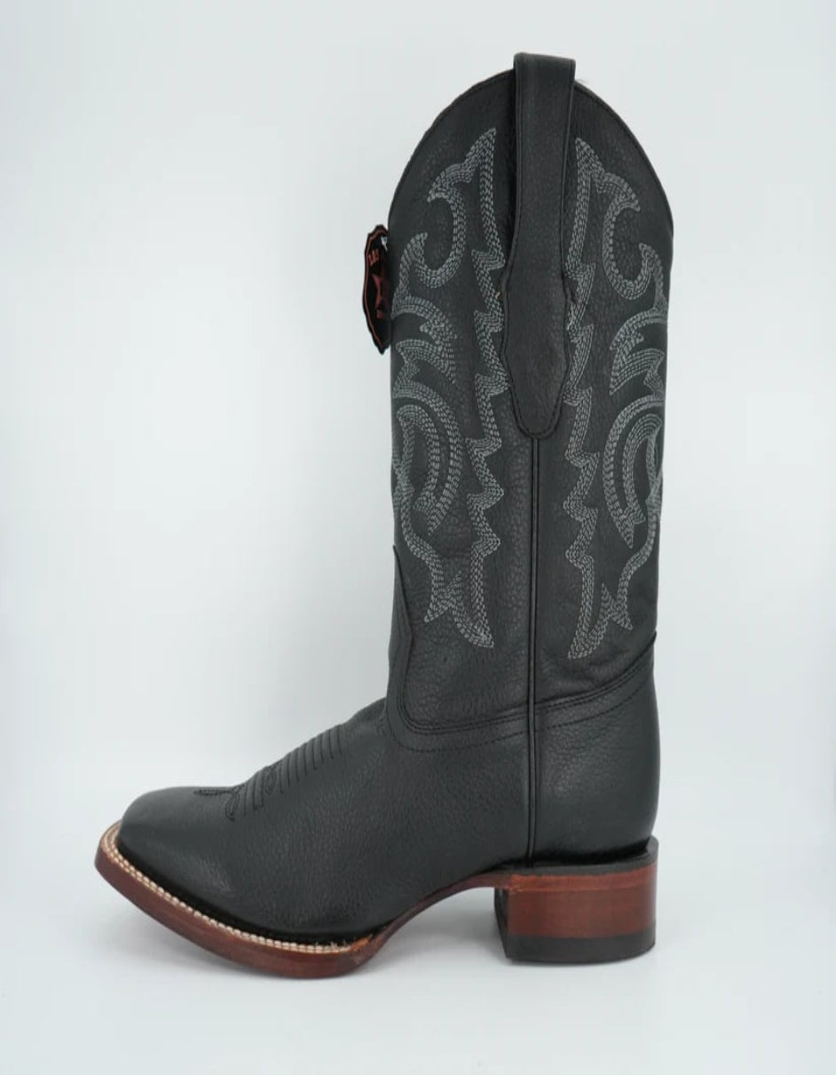 Los Altos Grisly Leather Black Square Toe Boot