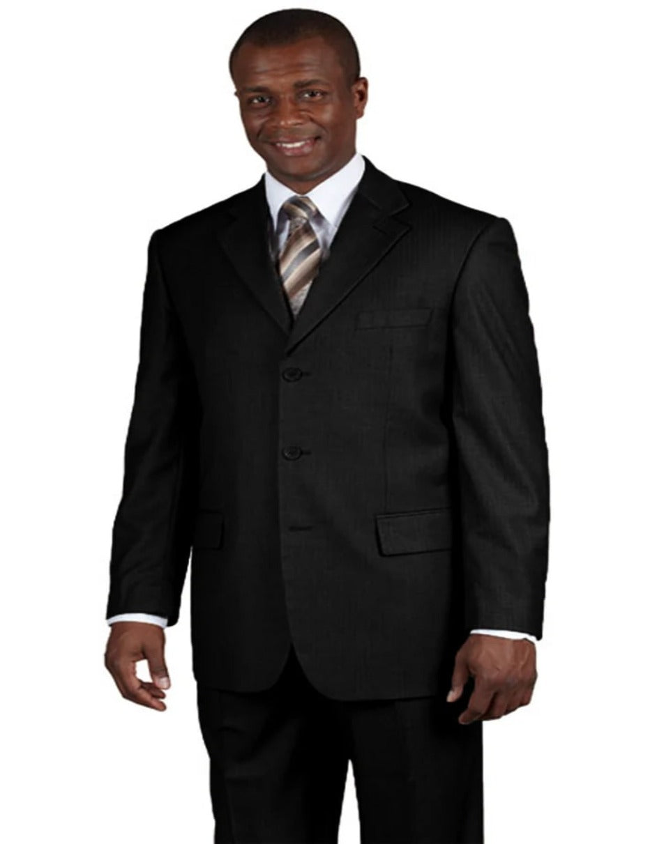 Black Regular Pleated Men's Suit