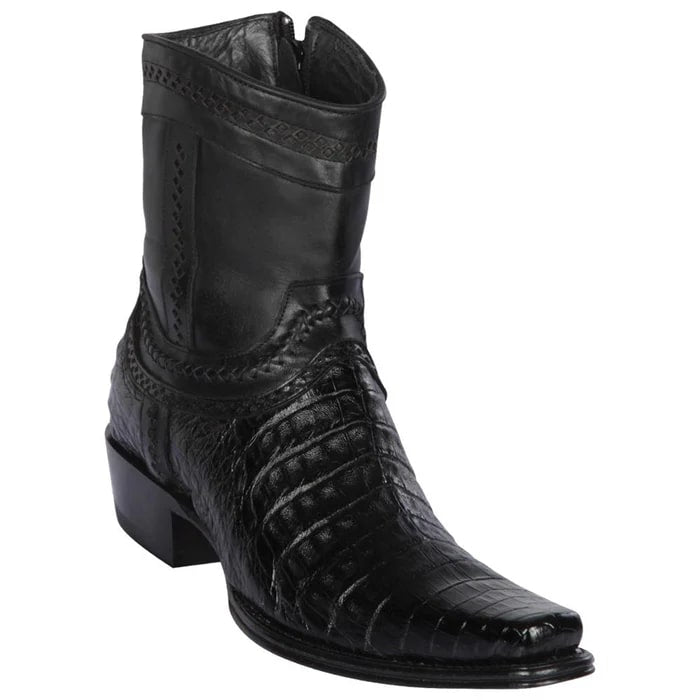 Black Caiman Belly European Toe Cowboy Boot