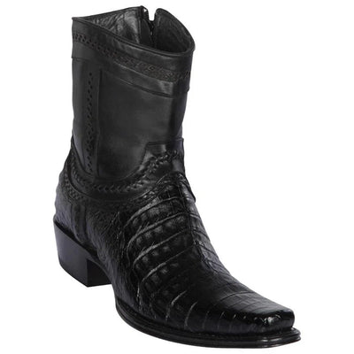 Black Caiman Belly European Toe Cowboy Boot