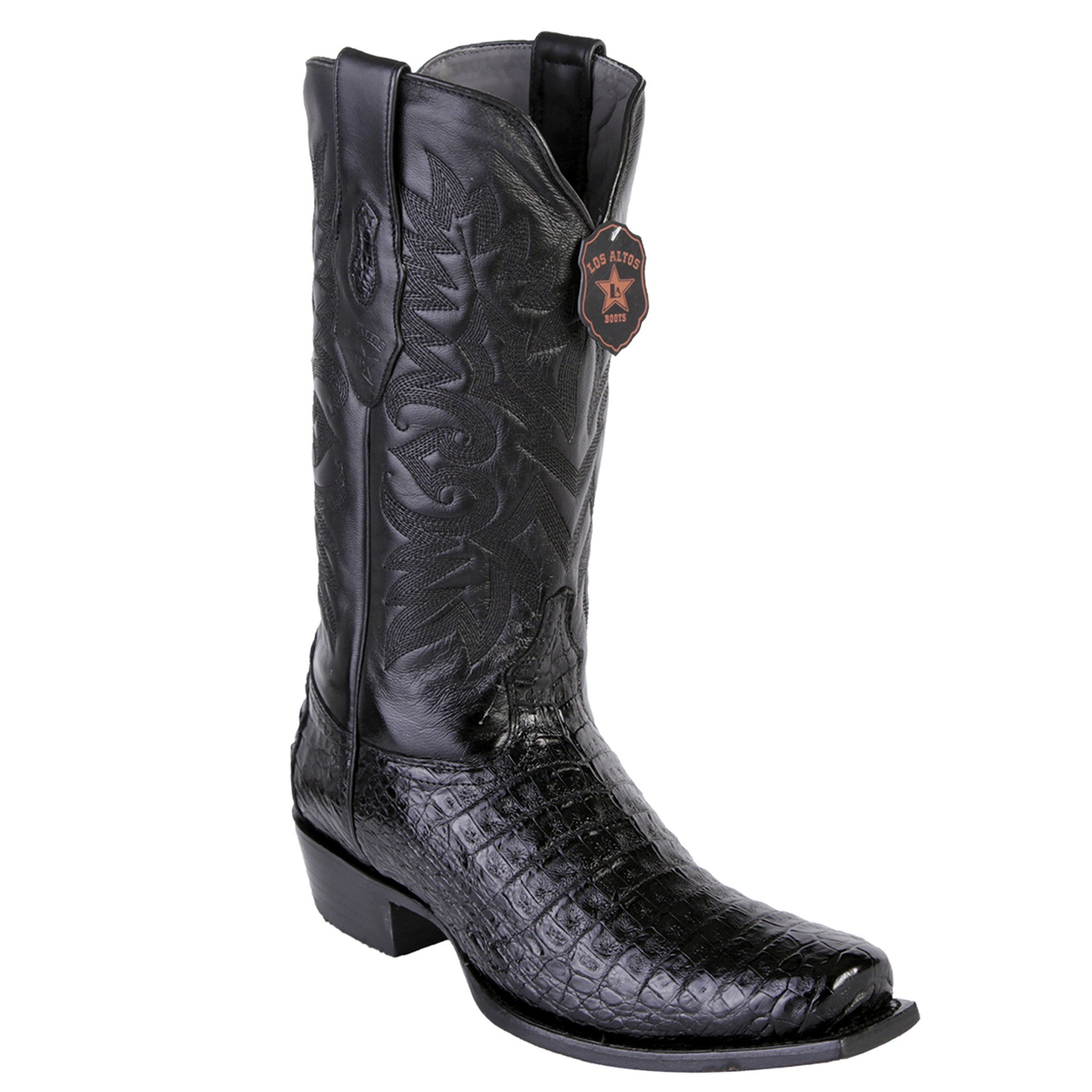 Los Altos Black Caiman 7 Toe Boots