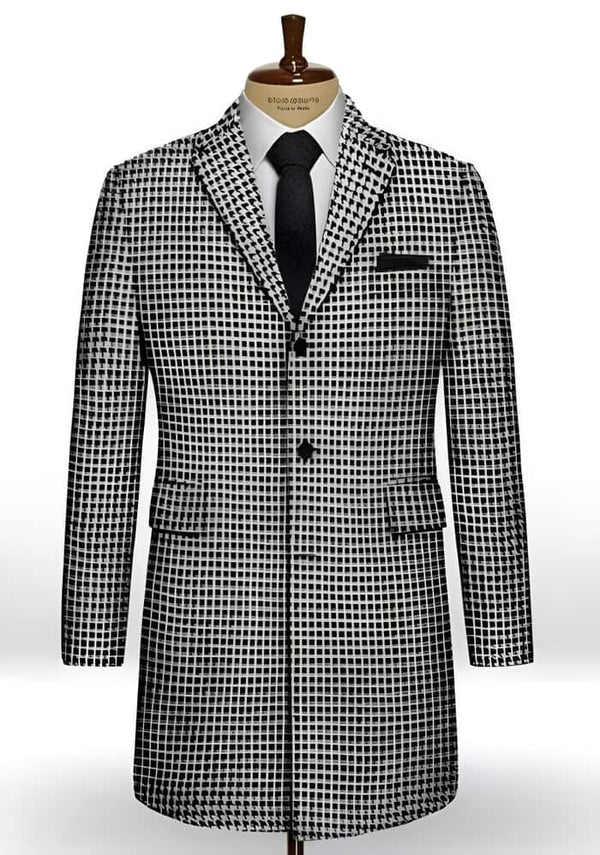 Houndstooth Checker Black Car Coat