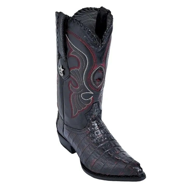 Black Cherry Caiman J Toe Cowboy Boots
