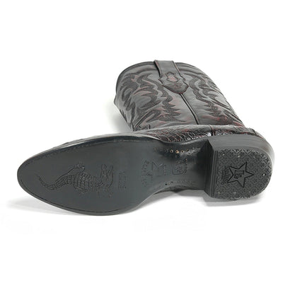 Los Altos Black Cherry Caiman Round Toe Boots