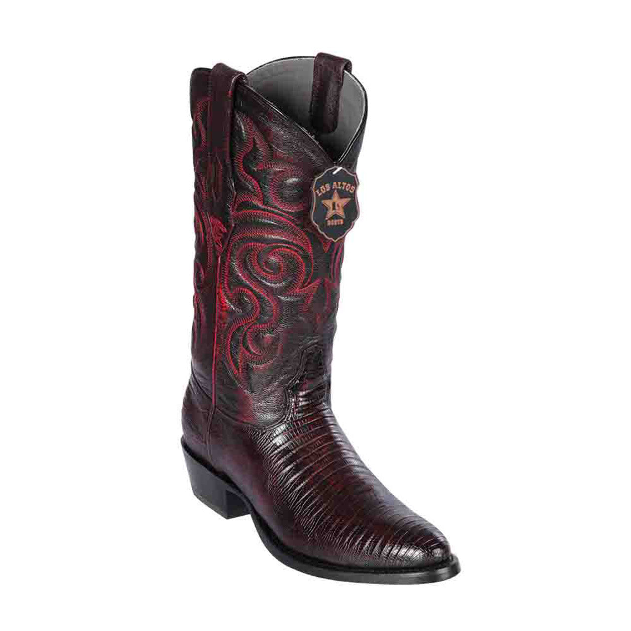 Los Altos Black Cherry Teju Lizard Boots