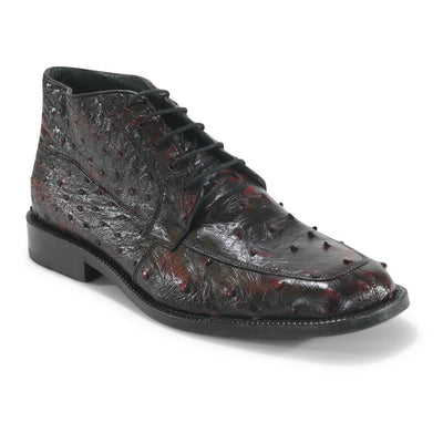 Los Altos Black Cherry Ostrich Ankle Boots