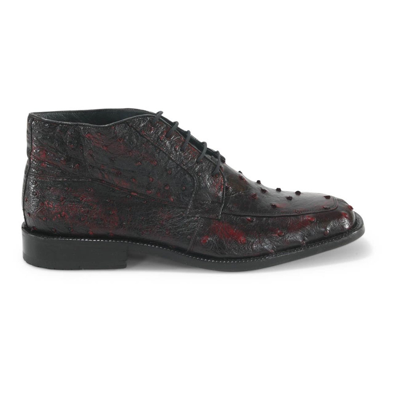 Los Altos Black Cherry Ostrich Ankle Boots