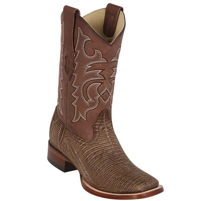 Los Altos Sanded Brown Lizard Dress Boots