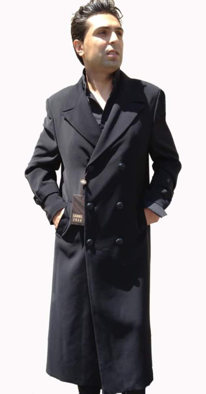 Black Ankle-Length Dress Overcoat for Men