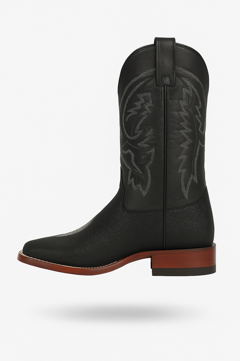 Square Toe Stingray Boots Black