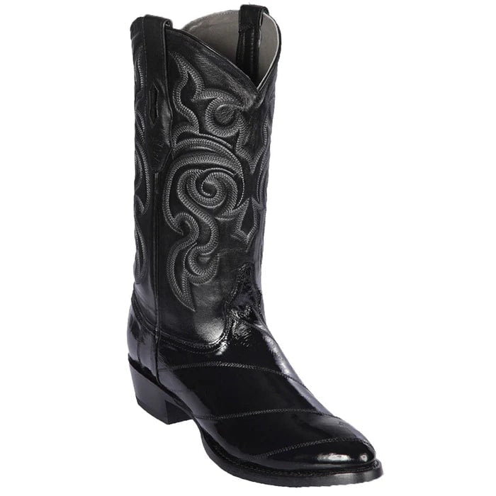 Los Altos Black Eel Skin R-Toe Western Boot