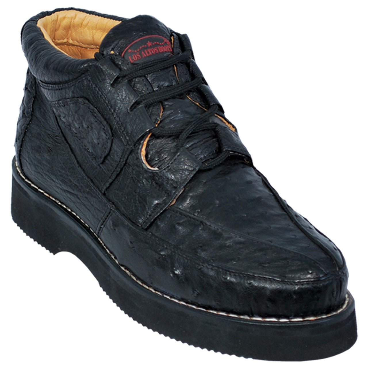 Black Full Ostrich Skin Sneakers by Los Altos