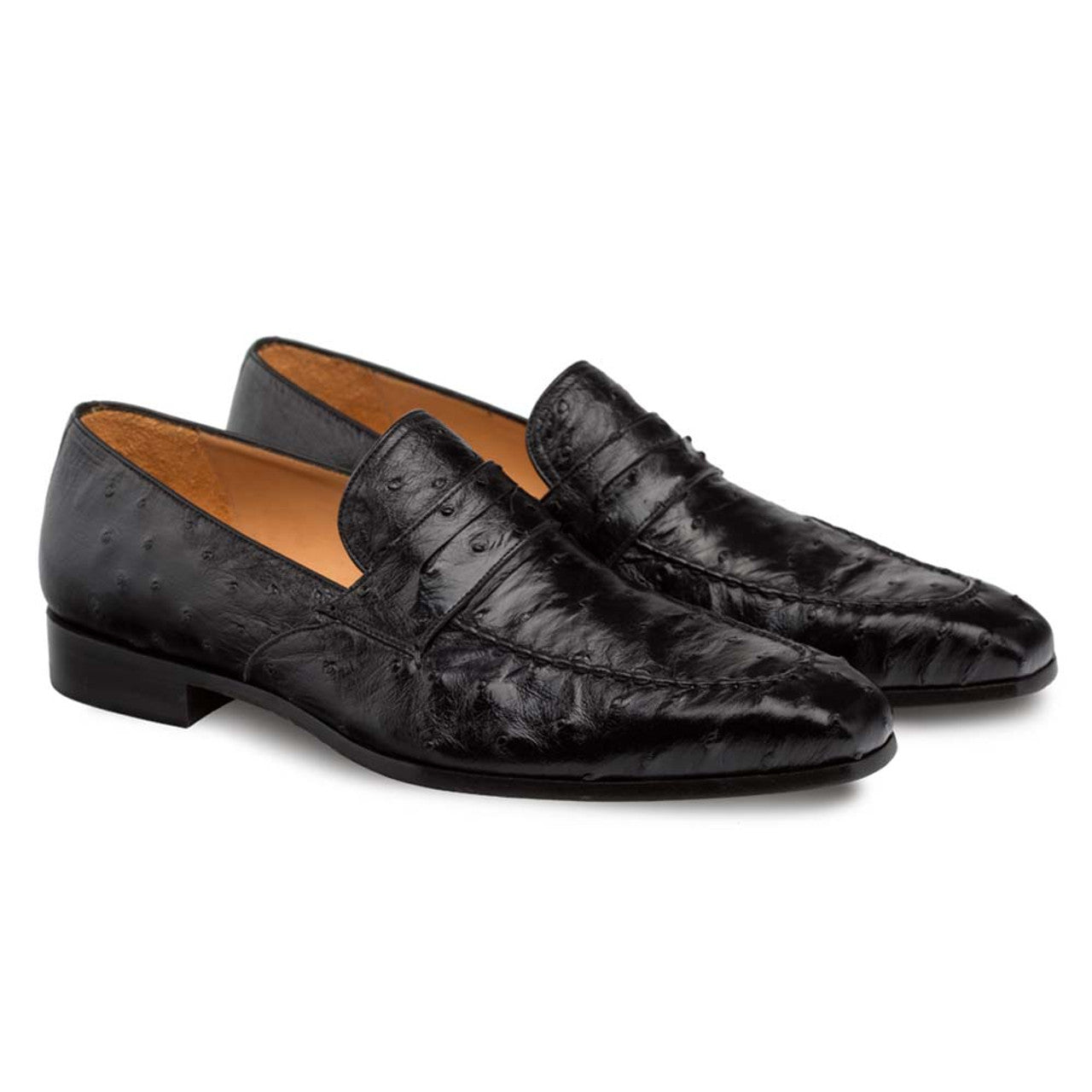 Lisbon Black Ostrich Slip On by Mezlan