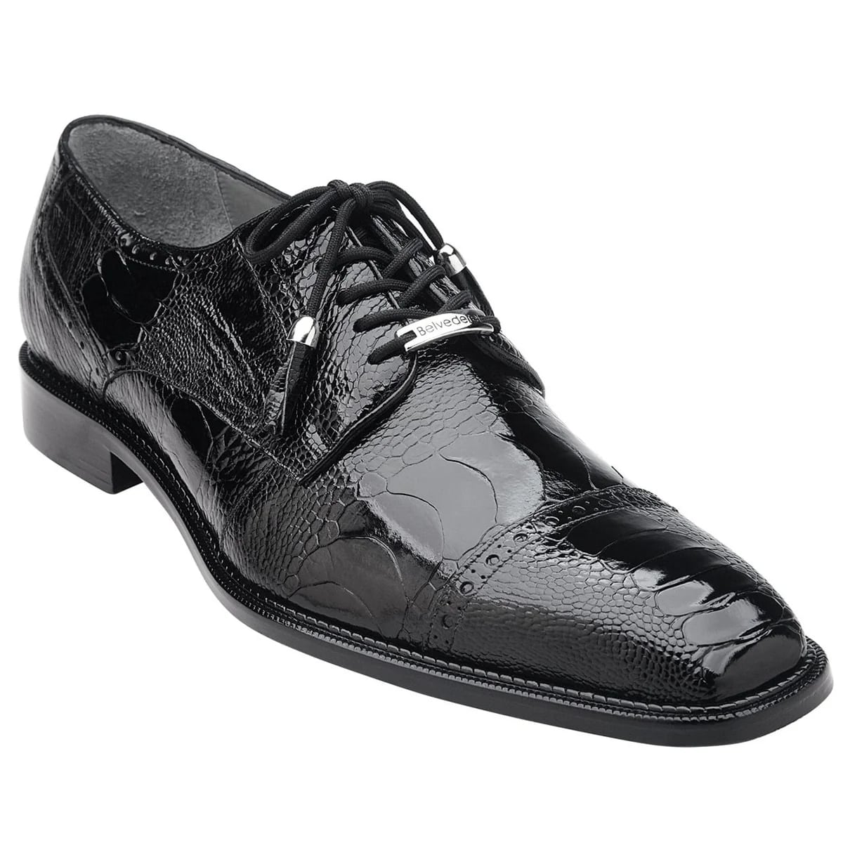 Belvedere Batta Men's Black Ostrich Oxfords