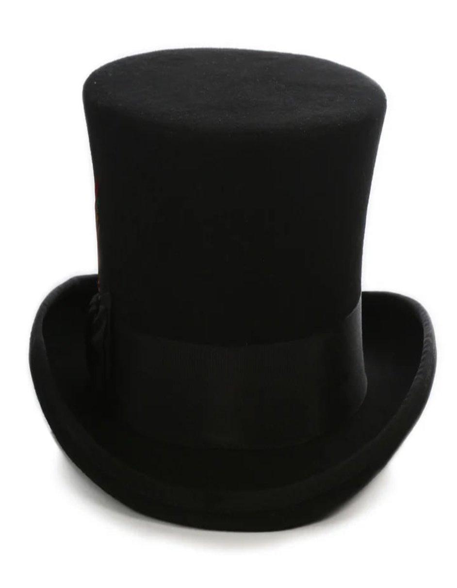 Victorian Steampunk Loden Felt Top Hat – 19th Century Black Dress Hat for Men