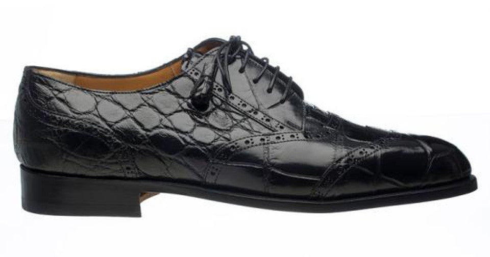 Ferrini Black Alligator Wingtip Shoes for Men