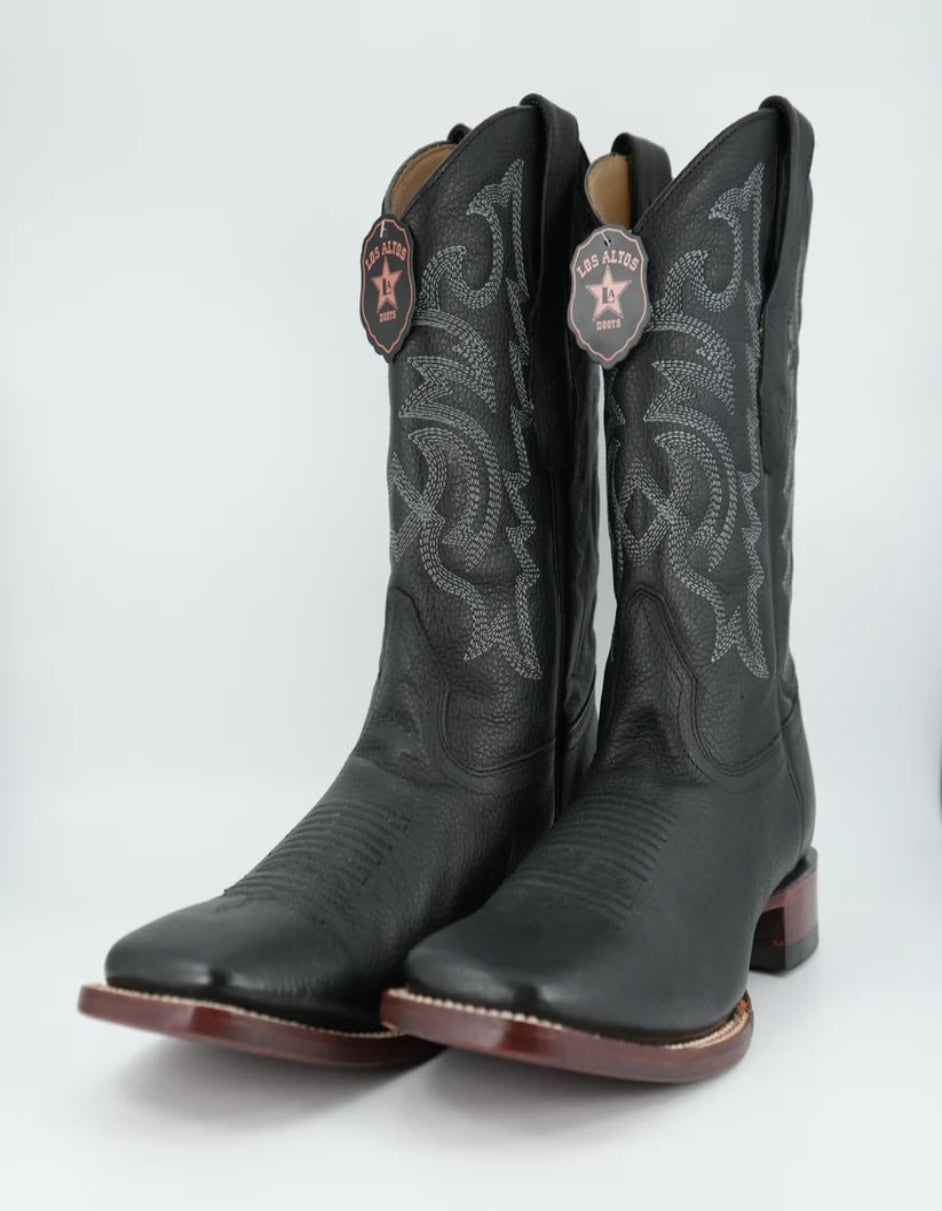 Los Altos Grisly Leather Black Square Toe Boot