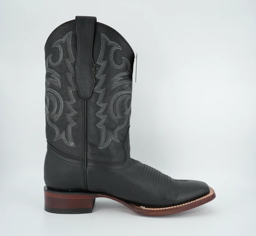 Los Altos Grisly Leather Black Square Toe Boot