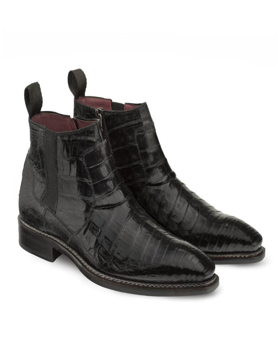 Mezlan Blackmore Black Crocodile Plain Toe Boot