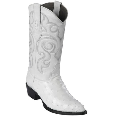 J Toe White Ostrich Cowboy Boots by Los Altos
