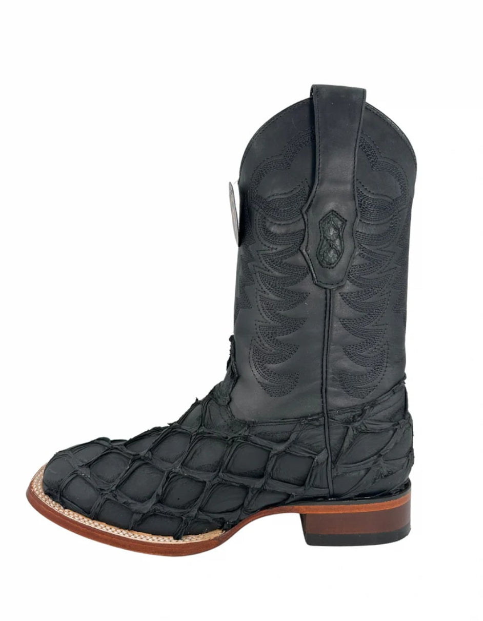 Los Altos Black Pirarucu Square Toe Boot