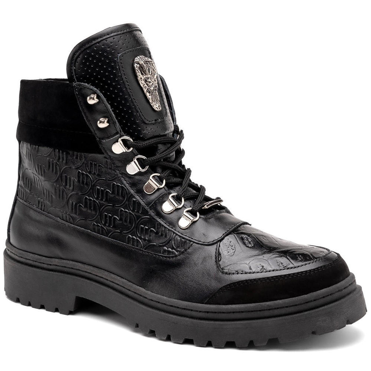 Mauri Black Croco Logo Mid Top Hiker Boot Renegade