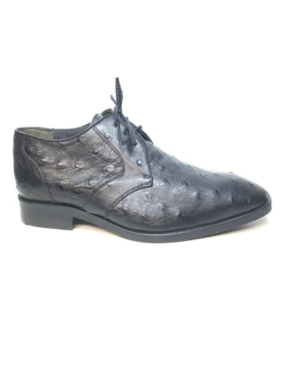 Black Ostrich Quill Dress Lace Ups by Los Altos