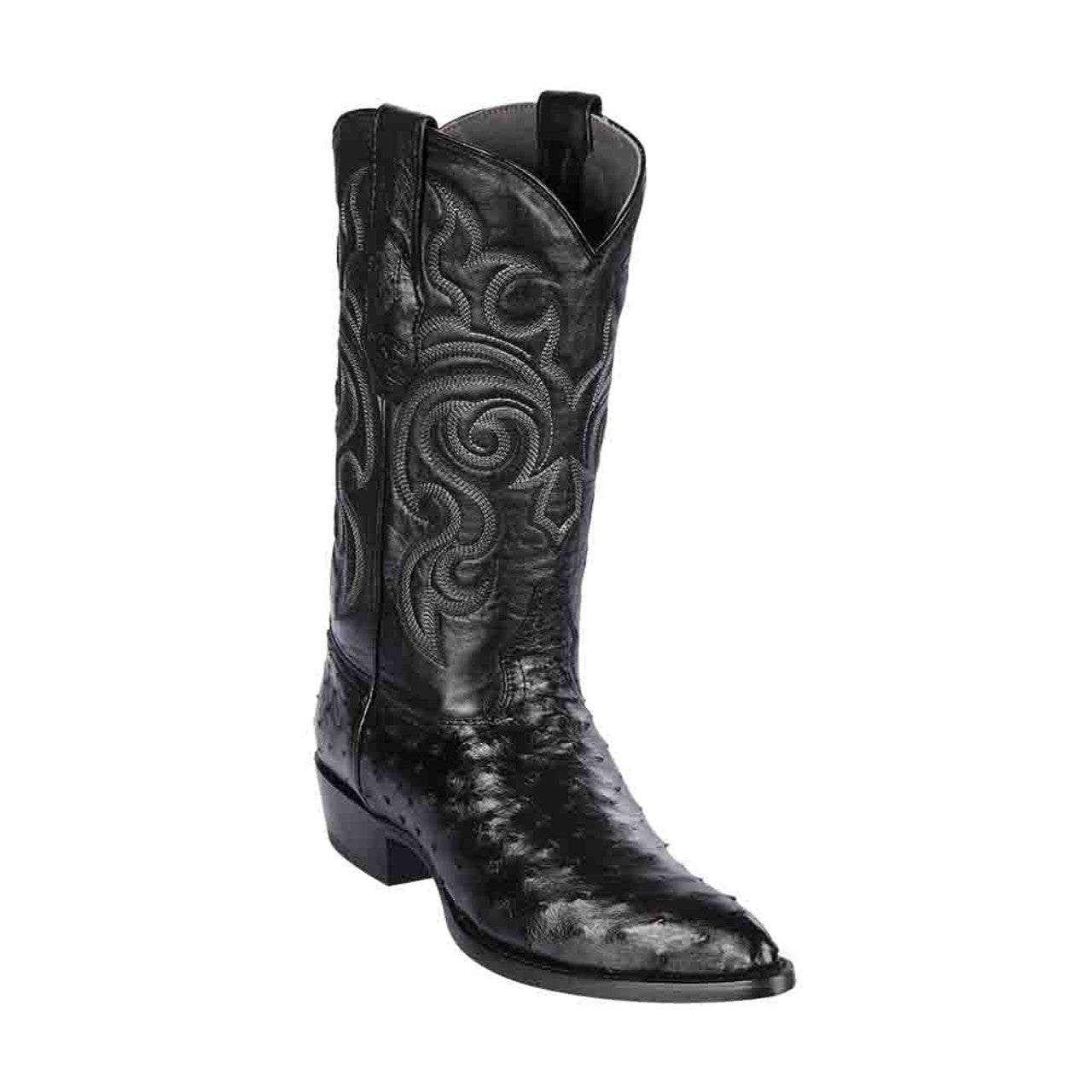 Full Quill Ostrich Black Cowboy Boots for Men