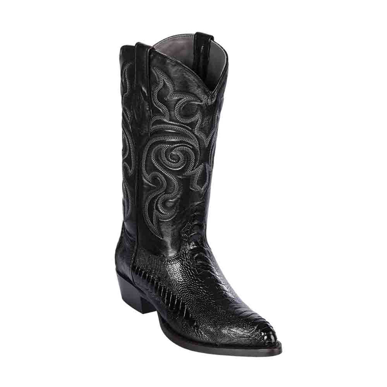 Black Ostrich Leg Boots by Los Altos