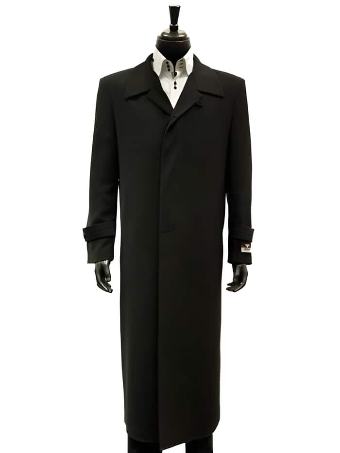 Black Plush MicroFiber Trench Long Coat for Men