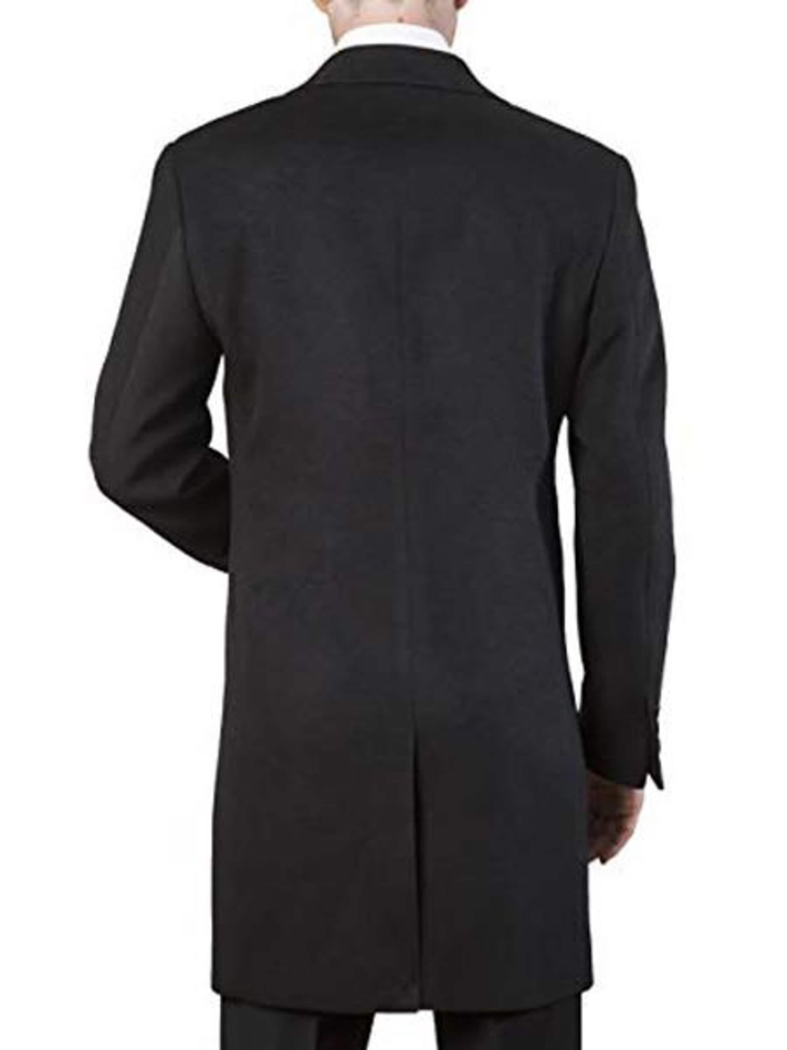 Men's Black Modern Fit Dress Topcoat