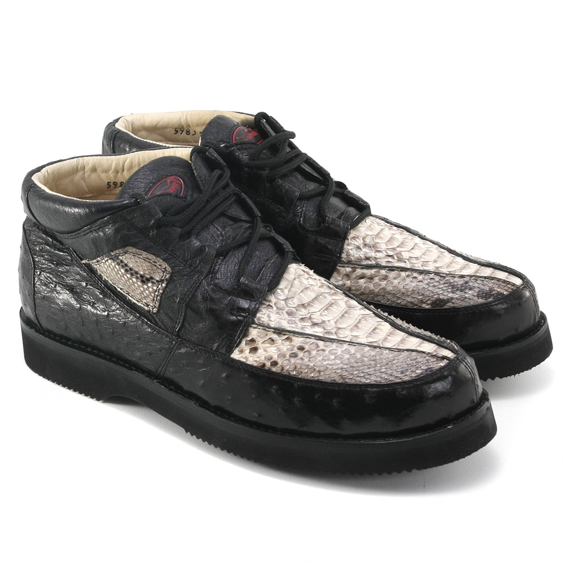Natural & Black Python Ostrich Skin Sneakers